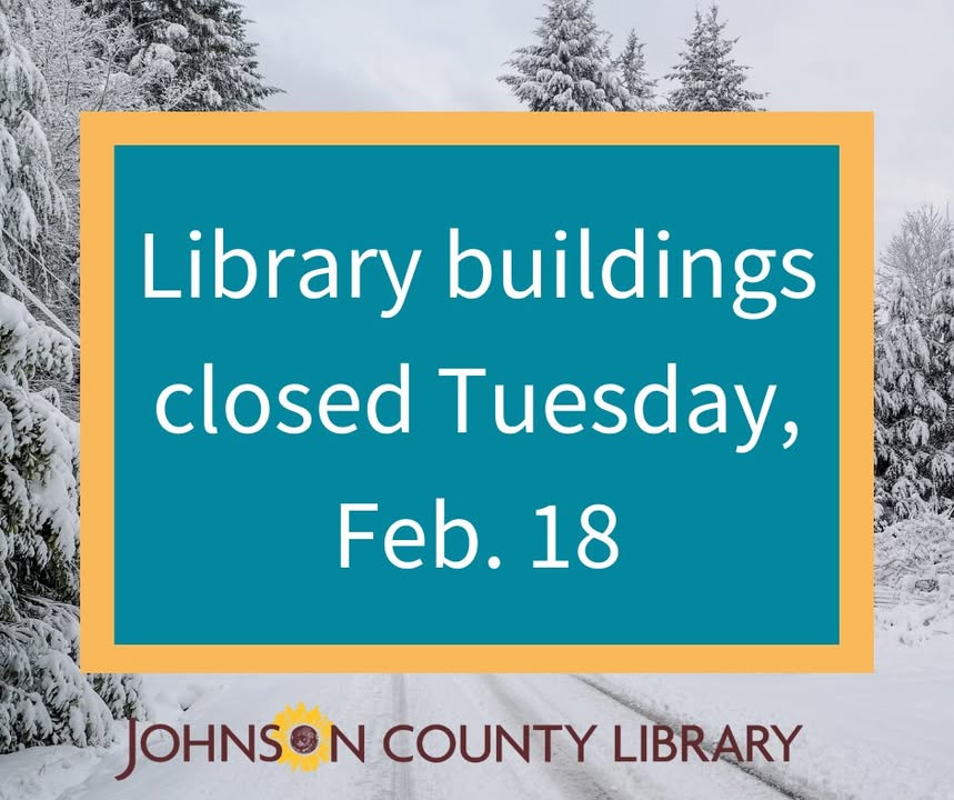 Heads up, friends: All Library buildings will be closed Tuesday, Feb. 18th, due to inclement weather. 

All online programs will proceed as scheduled and our eLibrary is always open. Get started here: jocolibrary.org/elibrary