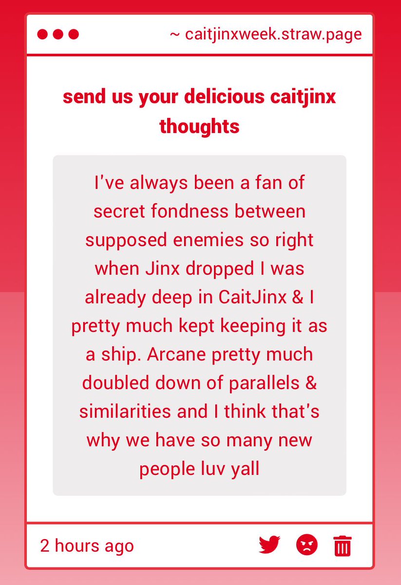 caitjinxweek's tweet image. Enemies who harbor hidden respect and fondness for each other! Parallels!! Foils whose uncanny similarities allow for them to have a deeper understanding of one another!!!