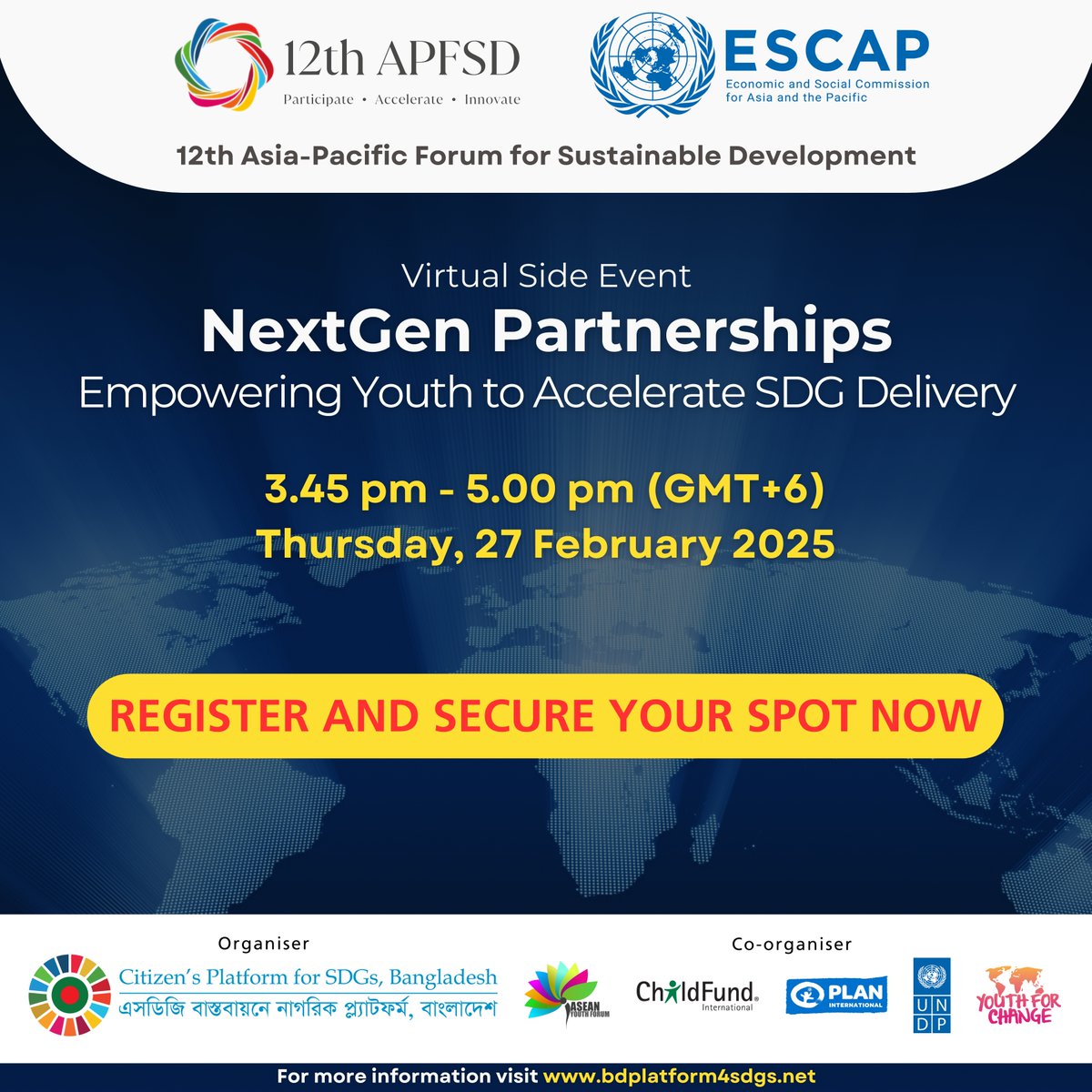 SDGs Bangladesh (@bdplatform4sdgs) on Twitter photo Join us for a high-impact session featuring youth leaders from across Asia-Pacific as they share their experiences in advancing SDGs through a storytelling approach.
Registration Link: us06web.zoom.us/webinar/registâĻ
<a href="/AYF_ASEAN/">ASEAN Youth Forum</a> <a href="/ChildFund/">ChildFund</a> <a href="/UNDPasiapac/">UNDP in Asia and the Pacific</a> <a href="/PlanAsiaPacific/">Plan International Asia-Pacific</a> <a href="/Youth4ChangeBD/">YouthForChangeBd</a> Join us for a high-impact session featuring youth leaders from across Asia-Pacific as they share their experiences in advancing SDGs through a storytelling approach.
Registration Link: us06web.zoom.us/webinar/registâĻ
<a href="/AYF_ASEAN/">ASEAN Youth Forum</a> <a href="/ChildFund/">ChildFund</a> <a href="/UNDPasiapac/">UNDP in Asia and the Pacific</a> <a href="/PlanAsiaPacific/">Plan International Asia-Pacific</a> <a href="/Youth4ChangeBD/">YouthForChangeBd</a>