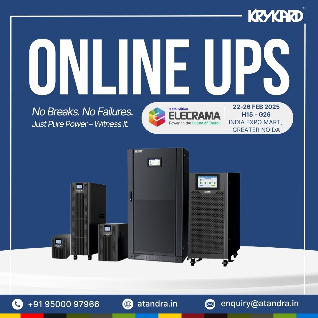 AtandraEnergy's tweet image. ⚡ No Breaks. No Failures. Just Pure Power. ⚡

Experience uninterrupted performance with KRYKARD ONLINE UPS – built for reliability, efficiency &amp;amp; ultimate power protection! 🔋⚙️

Join us at ELECRAMA 2025 and witness it in action! 

#PowerProtection #ELECRAMA2025