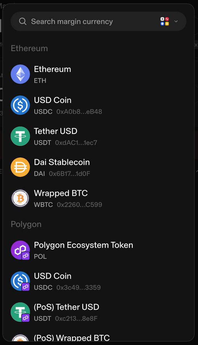 instaperp's tweet image. Accepted Margin Tokens: ETH, USDT, USDC, WBTC, DAI, AVAX, POL on different networks