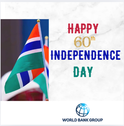 FrankMutahakana's tweet photo. Happy 60th Independence Day to The Gambia🇬🇲!

On this special day, we celebrate the resilience, progress, &amp; aspirations of the Gambian people. 

The #WorldBankGroup remains committed to supporting economic growth and sustainable development for a brighter future for Gambians https://t.co/AHiDbEvYUT
