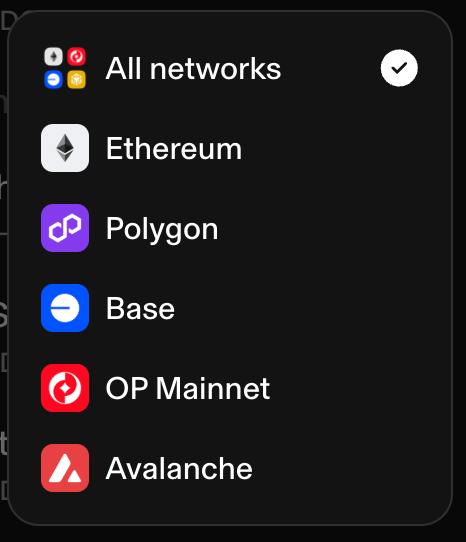 instaperp's tweet image. Supported Networks include Ethereum, Polygon, Base, Optimism and Avalanche C-Chain