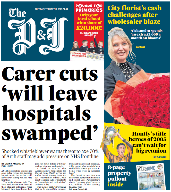Exclusive: Insider says emergency carers were left in shock when they were told scores of them could be made redundant.
Health bosses want to axe 70% of the Aberdeenshire Responders for Care at Home (Arch) service to save £11.9 million.
Full story: pressandjournal.co.uk/fp/news/aberde…