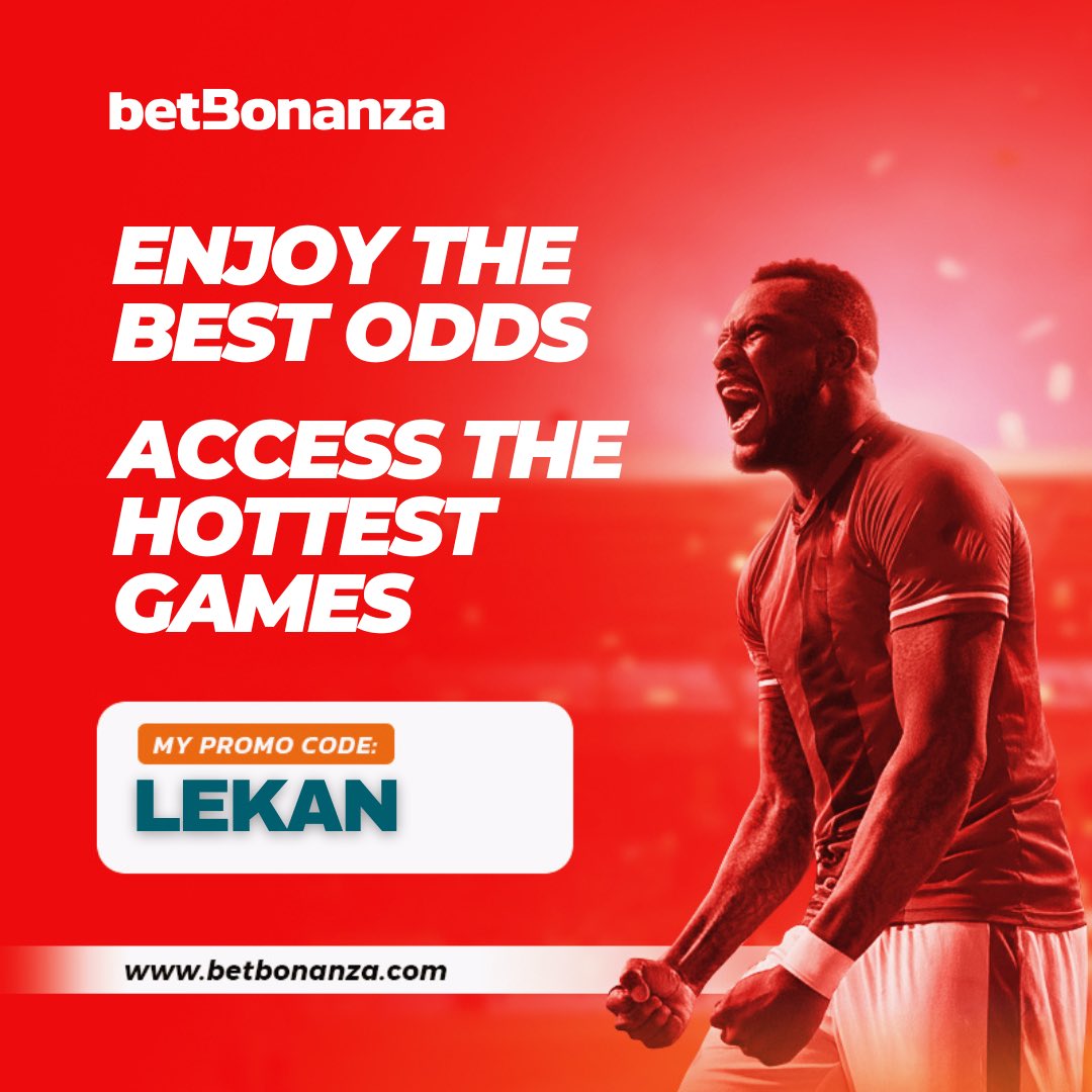 My best  3/3   FT X  on - BETBONANZA ✅✅✅🙏 .

Booking Code : ZYRRG

Register and play here and use my promo code " LEKAN" to get #5000 naira bonus  👉👉 shorturl.at/KIuam