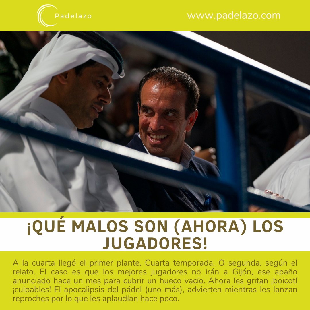 📝#OPINION: ¡Qué malos son (ahora) los jugadores!
✏️El plante al P2 de Gijón ha desatado la cólera de los 'salvadores' del #padel.
¡Culpables!, gritan a los jugadores mientras anuncian el apocalipsis (otro más).
Sí, son culpables, pero ¿de qué?
Léelo aquí: bit.ly/4i0JCe7