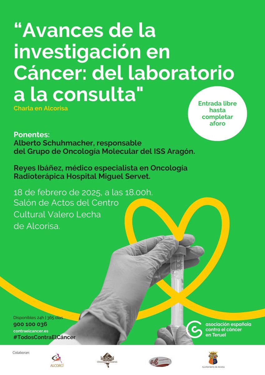 ARAID (@araid_es) on Twitter photo 📢<a href="/AJSchuhmy/">Alberto J. S.</a>👨🏻🔬, ARAID en <a href="/IISAragon/">IIS Aragón</a>, participa hoy en la charla "Avances de la #investigación en #Cáncer: del laboratorio a la consulta" junto a Reyes Ibáñez
⏰16:00 Centro Buñuel, #Calanda #Teruel
⏲️18:00 Salón Actos Centro Cultural Valero Lecha, #Alcorisa #Teruel
#AECCTeruel 📢<a href="/AJSchuhmy/">Alberto J. S.</a>👨🏻🔬, ARAID en <a href="/IISAragon/">IIS Aragón</a>, participa hoy en la charla "Avances de la #investigación en #Cáncer: del laboratorio a la consulta" junto a Reyes Ibáñez
⏰16:00 Centro Buñuel, #Calanda #Teruel
⏲️18:00 Salón Actos Centro Cultural Valero Lecha, #Alcorisa #Teruel
#AECCTeruel