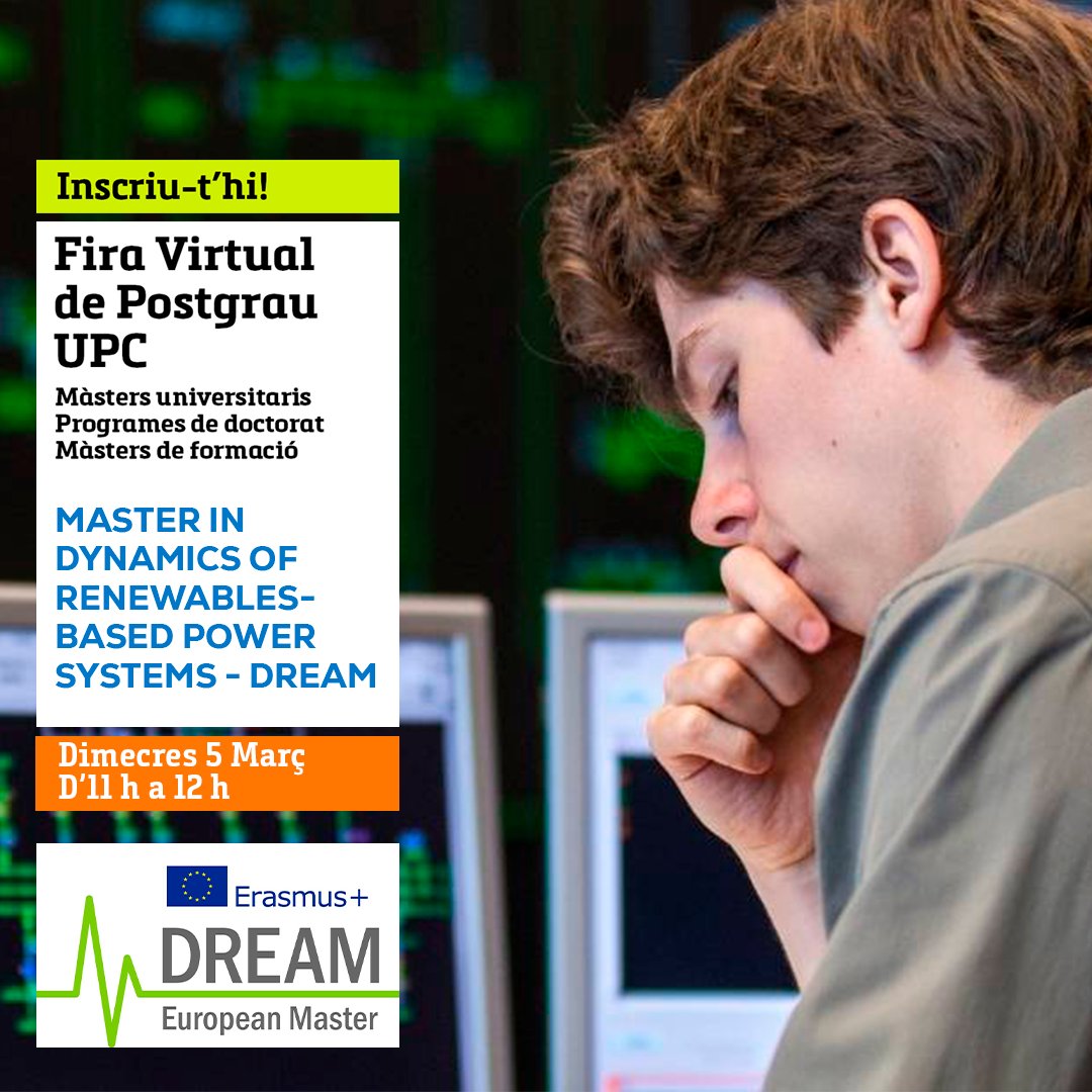 👉 Estudia un màster revolucionari a l'#ETSEIB!
📝 Inscriu-te ja a la sessió inf. virtual de l’#ErasmusMundusDREAM que es farà el 5 de març a les 11h a la Fira Virtual de Postgrau de @la_upc.

 #MàstersETSEIB #LaRevolucióComença
firapostgrauupc.easyvirtualfair.com/webcasts/36628…