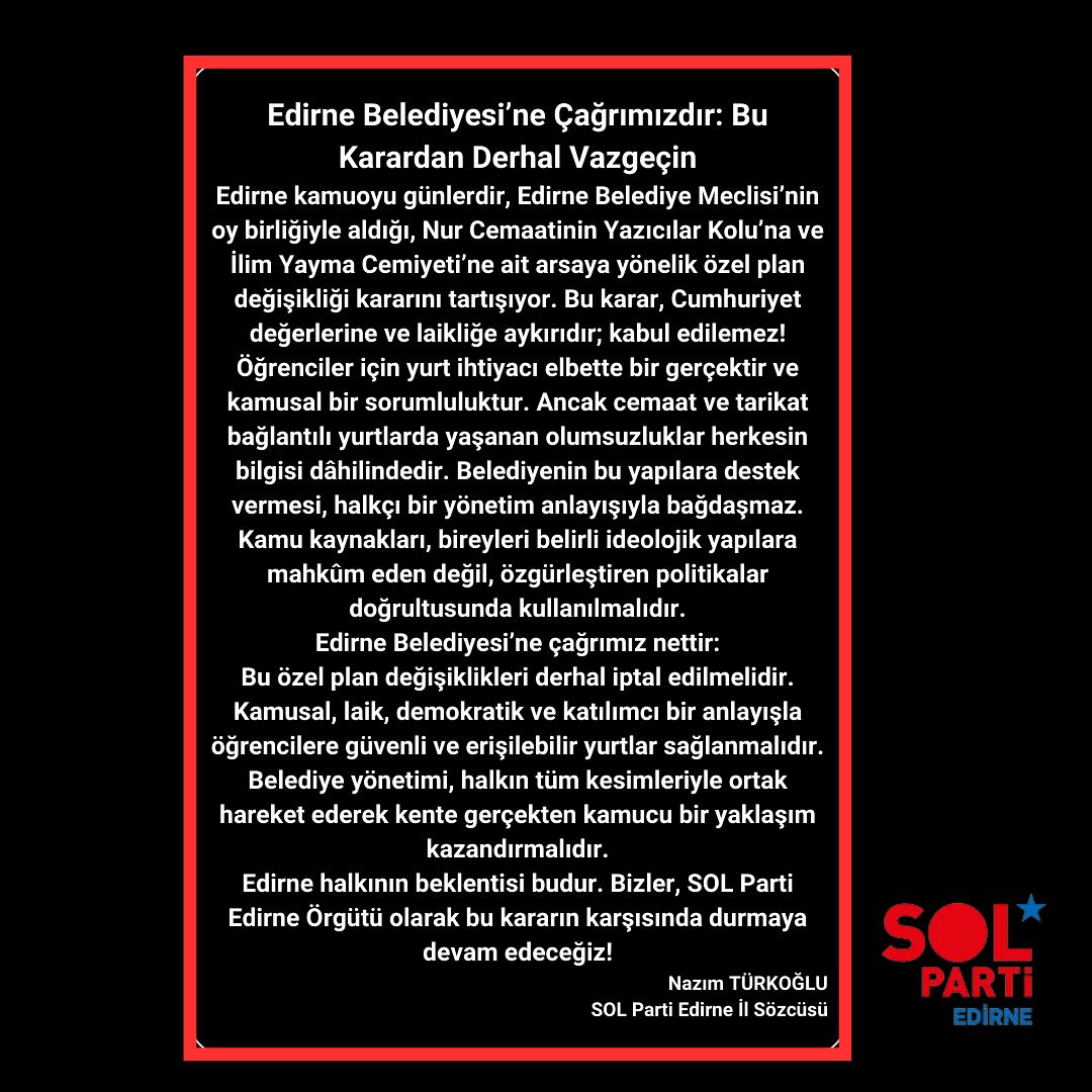 SOLpartiEdirne's tweet photo. https://t.co/qjNA2JAkhn