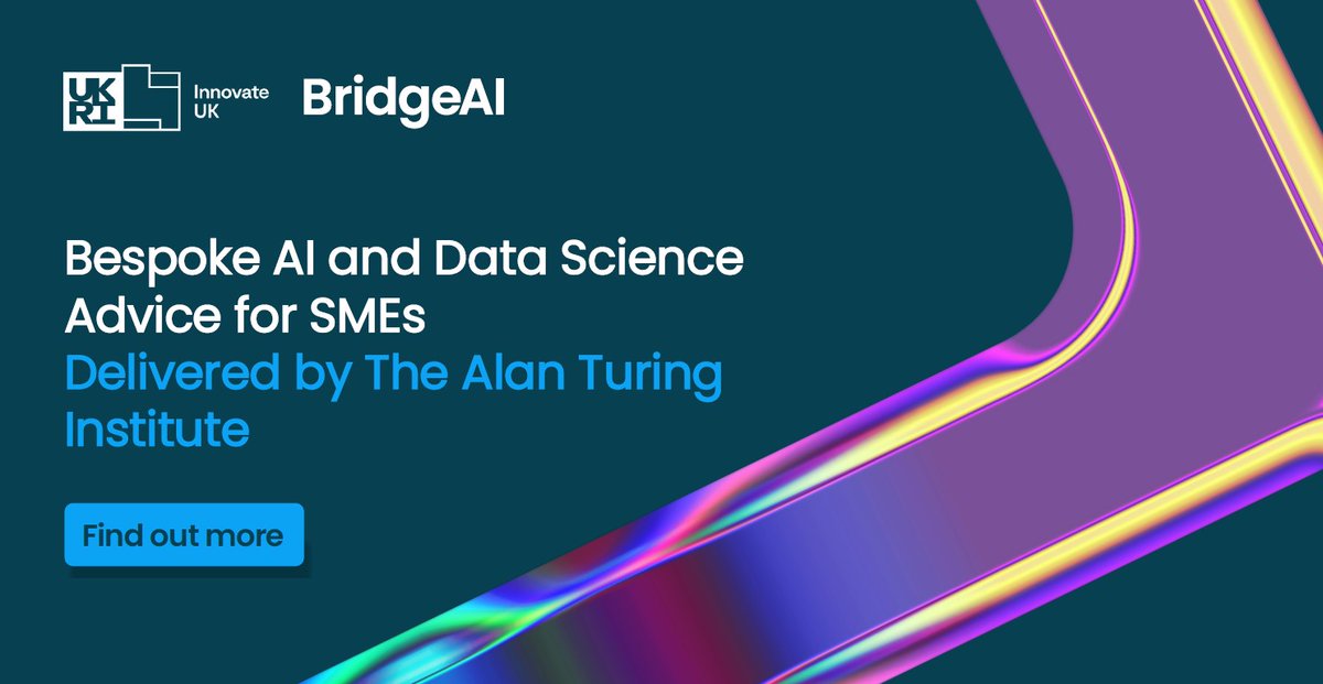 Innovate UK Business Connect (@iuk_connect) on Twitter photo 📢 Elevate your business with bespoke AI advice from <a href="/turinginst/">The Alan Turing Institute</a> and <a href="/innovateuk/">Innovate UK</a> #BridgeAI, 2025 registrations are now open for SMEs to receive personalised guidance, boost AI interactions, and craft strategic roadmaps for success.
🔗 Find out more: ow.ly/iPAT50USs4x #AI 📢 Elevate your business with bespoke AI advice from <a href="/turinginst/">The Alan Turing Institute</a> and <a href="/innovateuk/">Innovate UK</a> #BridgeAI, 2025 registrations are now open for SMEs to receive personalised guidance, boost AI interactions, and craft strategic roadmaps for success.
🔗 Find out more: ow.ly/iPAT50USs4x #AI