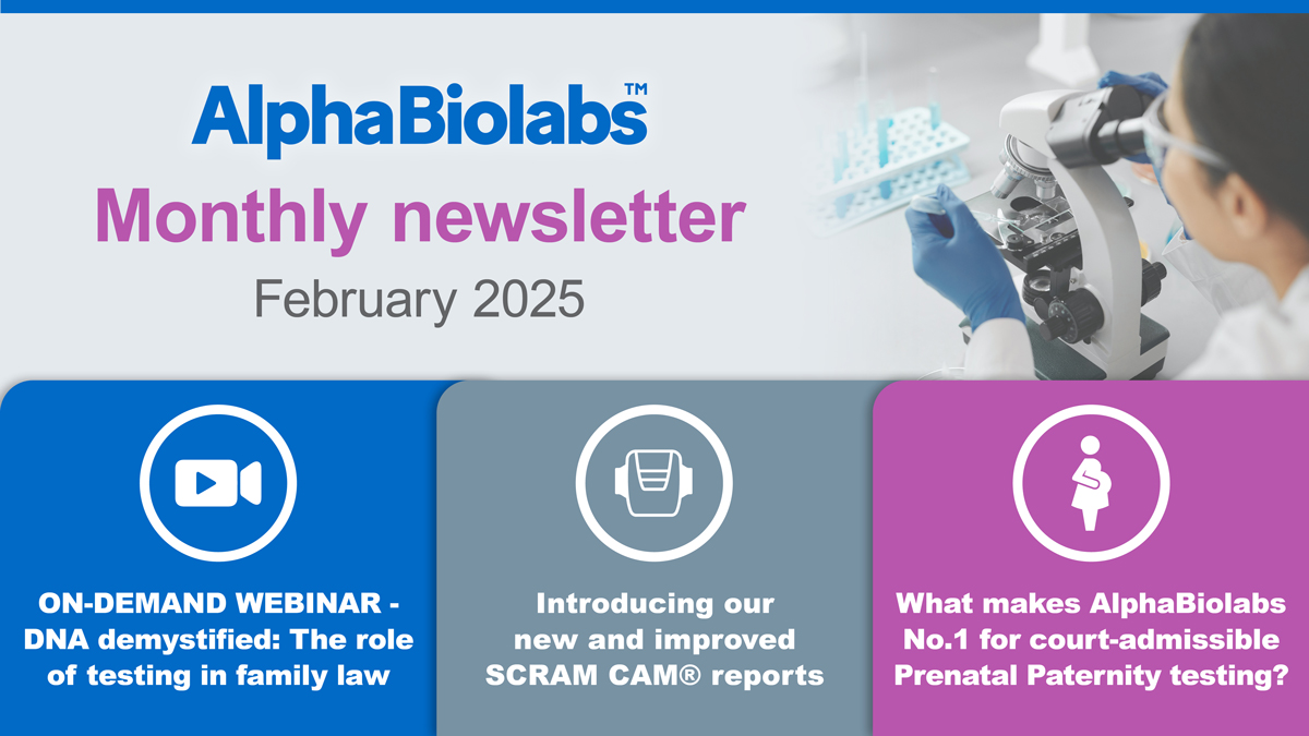 AlphaBioLabs's tweet image. Read our February newsletter for legal and social work professionals – and get all the latest updates from AlphaBiolabs!  ➡️ bit.ly/3X2lIqs

#LegalTesting #PrenatalPaternity #AlcoholTesting #SCRAM