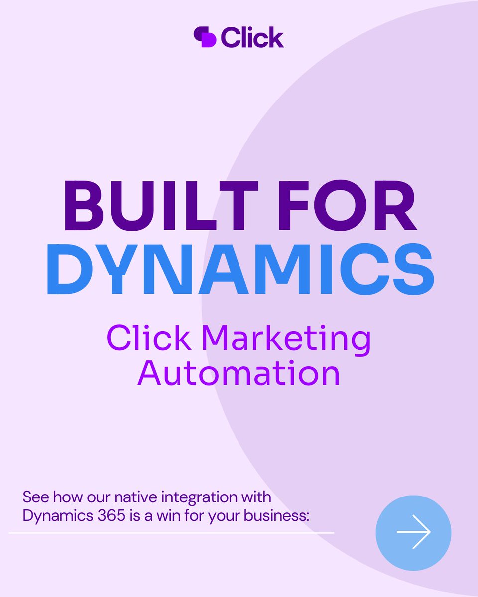 ClickDimensions's tweet image. 𝗕𝘂𝗶𝗹𝘁 𝗳𝗼𝗿 𝗗𝘆𝗻𝗮𝗺𝗶𝗰𝘀: 𝗖𝗹𝗶𝗰𝗸 𝗠𝗮𝗿𝗸𝗲𝘁𝗶𝗻𝗴 𝗔𝘂𝘁𝗼𝗺𝗮𝘁𝗶𝗼𝗻
Click this way👉 okt.to/xgmaYB
#MarketingAutomation #Dynamics365 #ClickDimensions #click #marketingautomation #MSDyn365 #microsoft365 #BizApps
