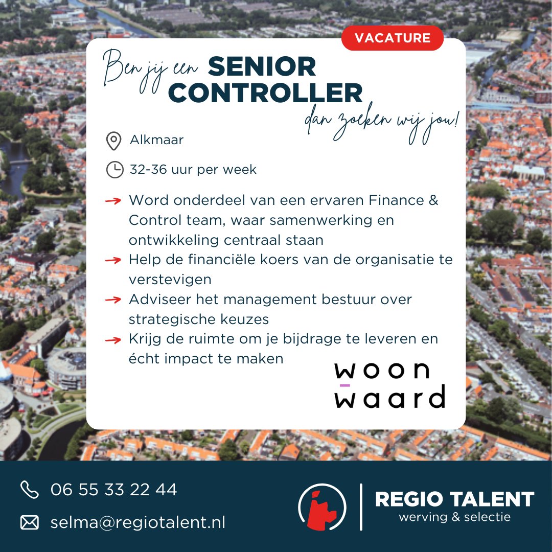 Wil jij jouw financiële expertise inzetten voor een maatschappelijke organisatie? Bij Woonwaard draag je bij aan toekomstbestendige huurwoningen in de regio.

Solliciteer vandaag!
regiotalent.nl/vacatures/seni…

 #FinancieelAdviseur #SeniorController #Woonwaard #VacatureAlkmaar