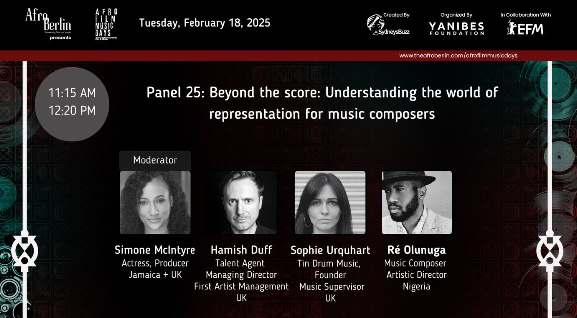 Looking forward to this cool panel today! <a href="/efm_berlinale/">European Film Market</a> 
#afroberlin
#afromusicday
#berlinale