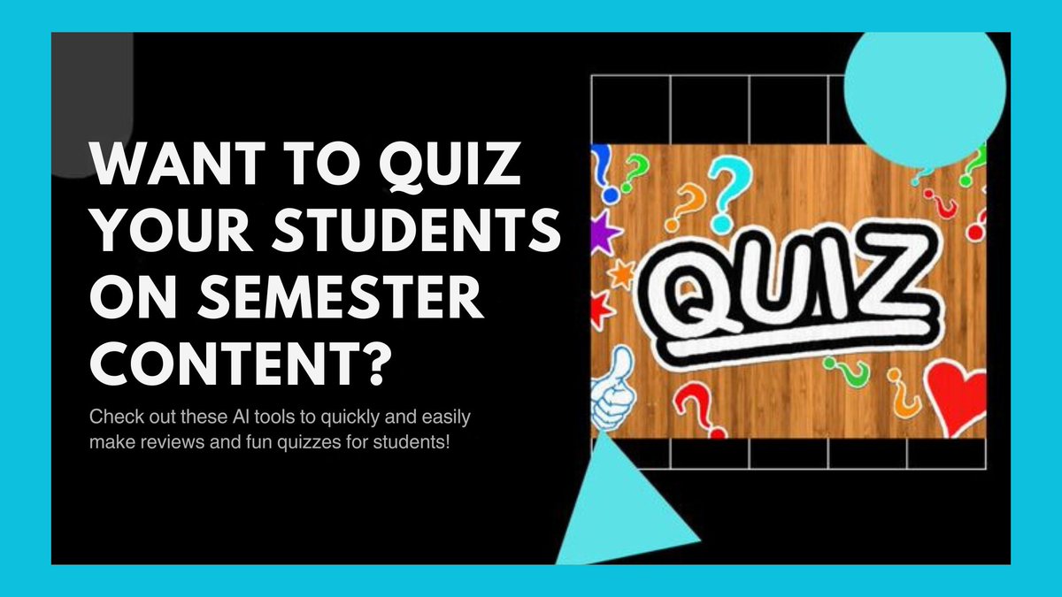 TCEA's tweet image. Searching for quick and simple methods to craft impactful quizzes on material before a school break? Explore these AI tools!
buff.ly/47PHtNh
#edtech #aiineducation #teachingtools