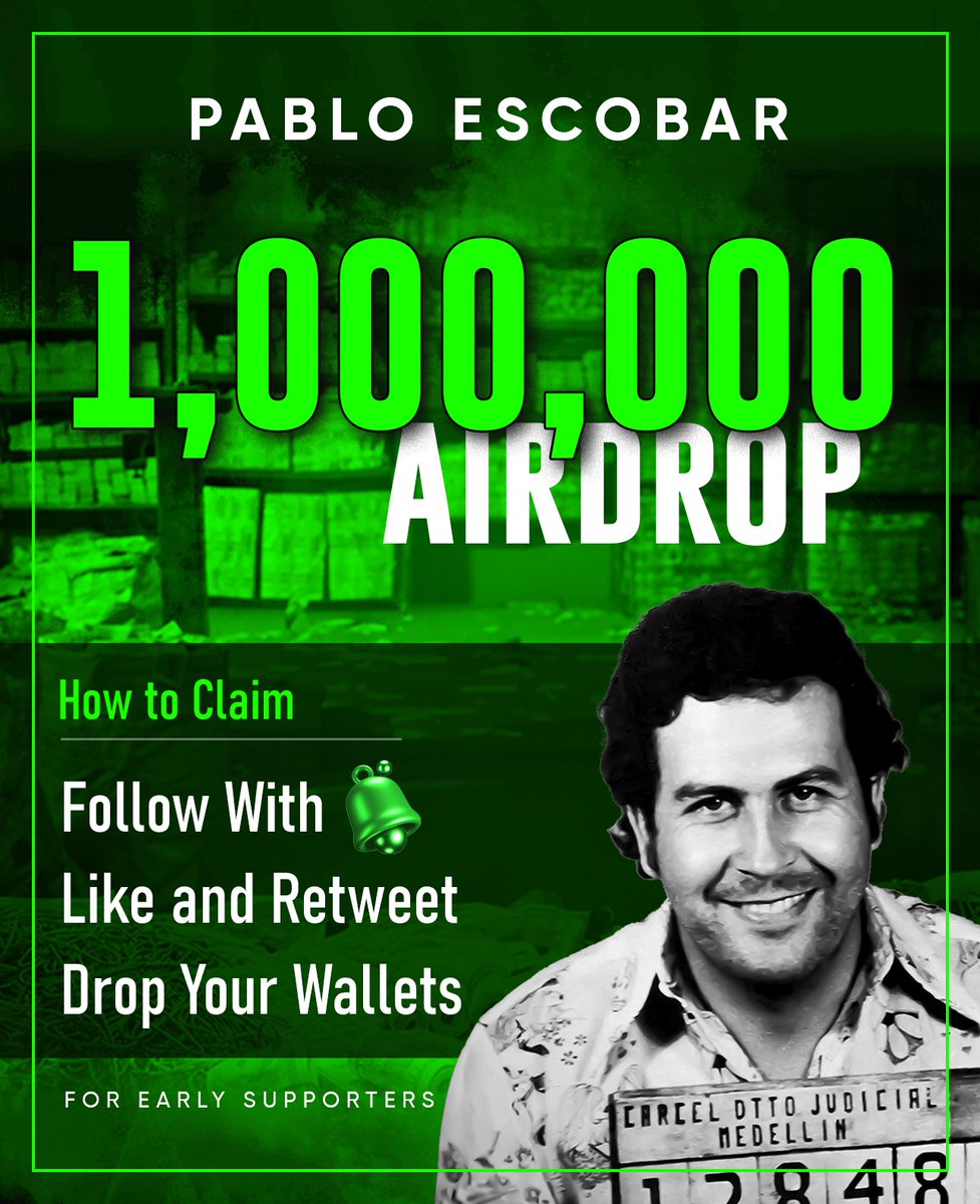 $PABLO launching soon 🚀

$PABLO is a decentralized meme coin built on #Solana

First 2,500 Address 10,000,000 $PABLO

Follow 🔔, like, RT (Drop your $SOL wallet)

Snapshots 24 hours ⏳