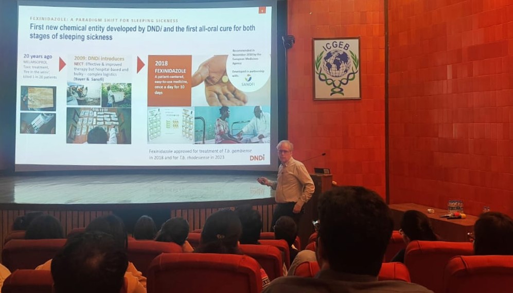 drskavita's tweet image. Head of Discovery Projects @DNDi Dr Peter Sjö’s talk at @ICGEBNewDelhi yesterday was focused on DNDi’s case studies in drug discovery for #NTDs. As part of DNDi India Foundation’s OSN initiative, it highlighted the power of open science &amp;amp; collaboration in addressing NTDs.