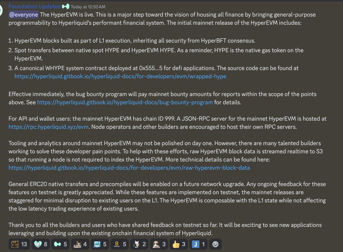 HyperEVM is LIVE

Hyperliquid