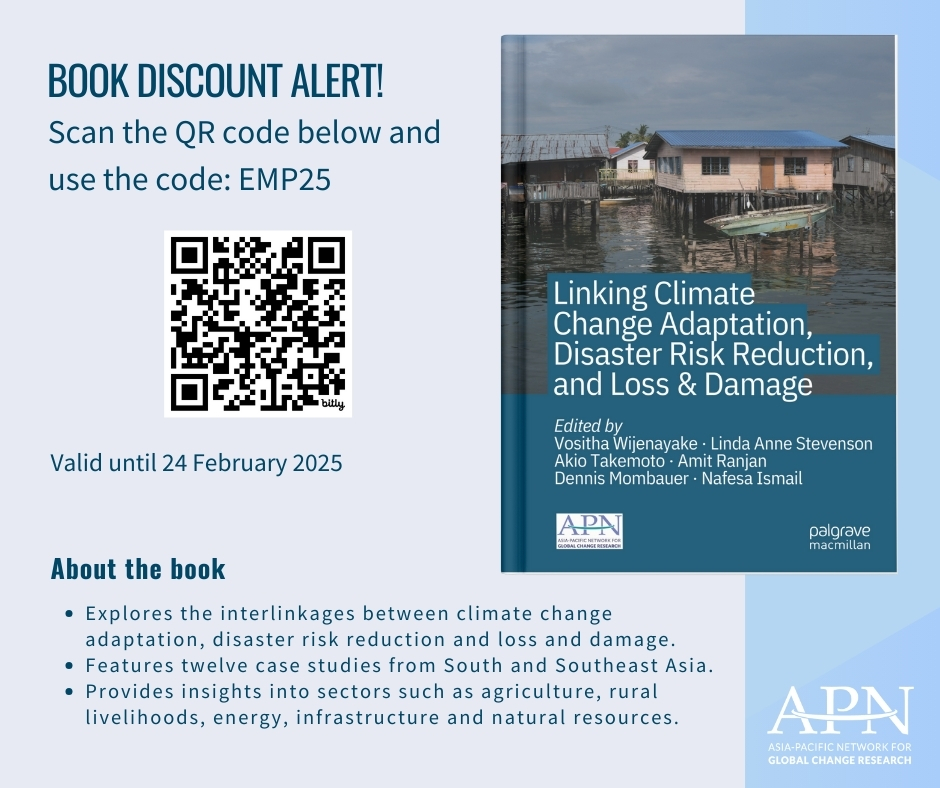 Asia-Pacific Network for Global Change Research (@apngcr) on Twitter photo Book Discount Alert! Get 30% off books & eBooks from Springer Nature, including #APN’s special publication on #ClimateAdaptation, #DisasterRiskReduction & #LossAndDamage. <a href="/SLYCANTrust/">SLYCAN Trust</a>
🏷️ Code: EMP25
📅 Valid until 24 Feb 2025
🔗 Grab yours: bit.ly/CAF30 Book Discount Alert! Get 30% off books & eBooks from Springer Nature, including #APN’s special publication on #ClimateAdaptation, #DisasterRiskReduction & #LossAndDamage. <a href="/SLYCANTrust/">SLYCAN Trust</a>
🏷️ Code: EMP25
📅 Valid until 24 Feb 2025
🔗 Grab yours: bit.ly/CAF30