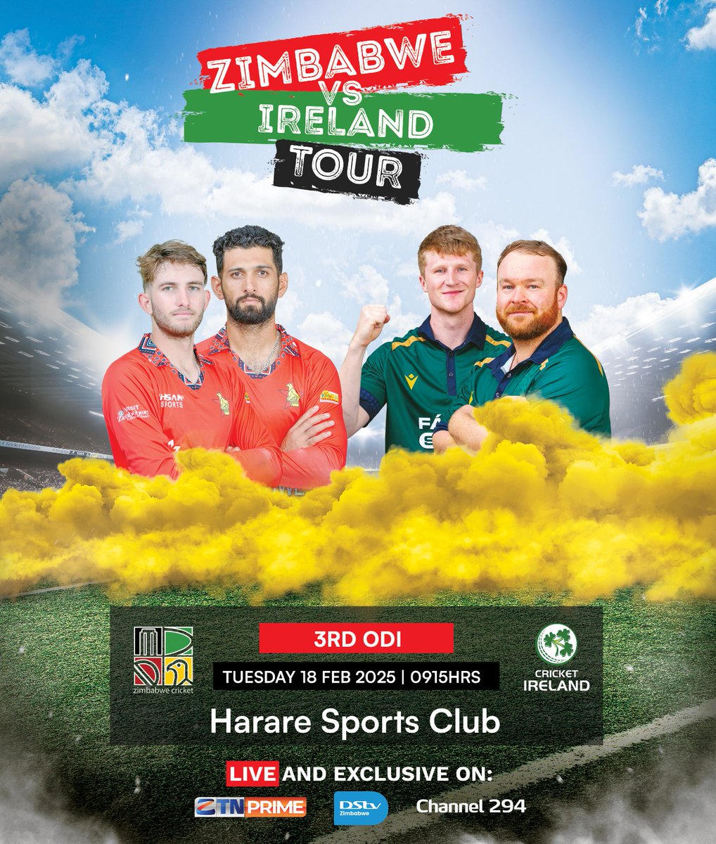 🏏The Summer Of Cricket Continues...

Watch the ODI series decider between Zimbabwe and Ireland on #ZTNPrime, #DStv294 today (Tuesday) from 9:15 am.

#GetThePicture #ZIMvIRE #FillUpHarareSportsClub