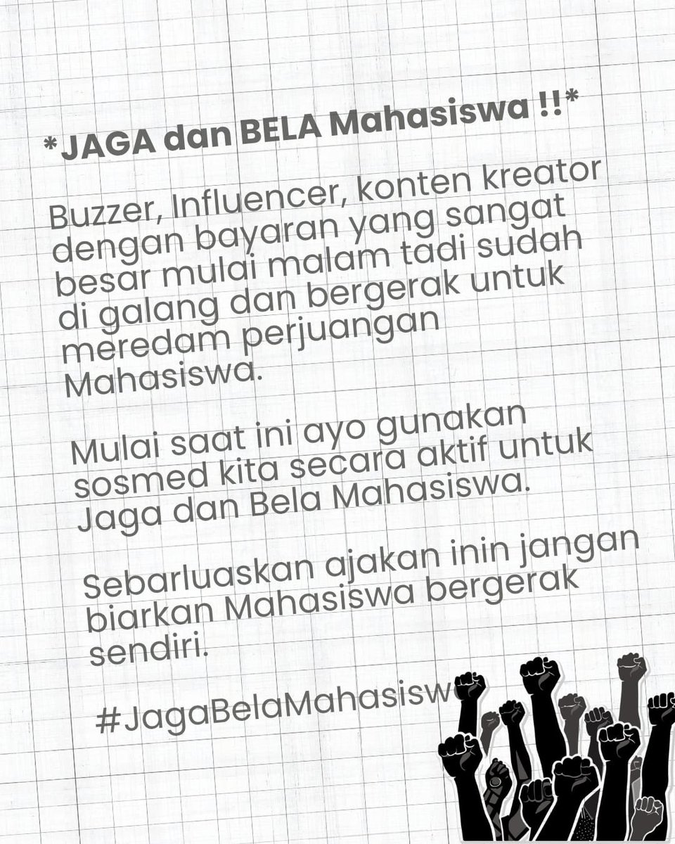 MurtadhaOne1's tweet photo. Jaga dan bela mahasiswa

#IndonesiaGelap https://t.co/T6YGsqifr9