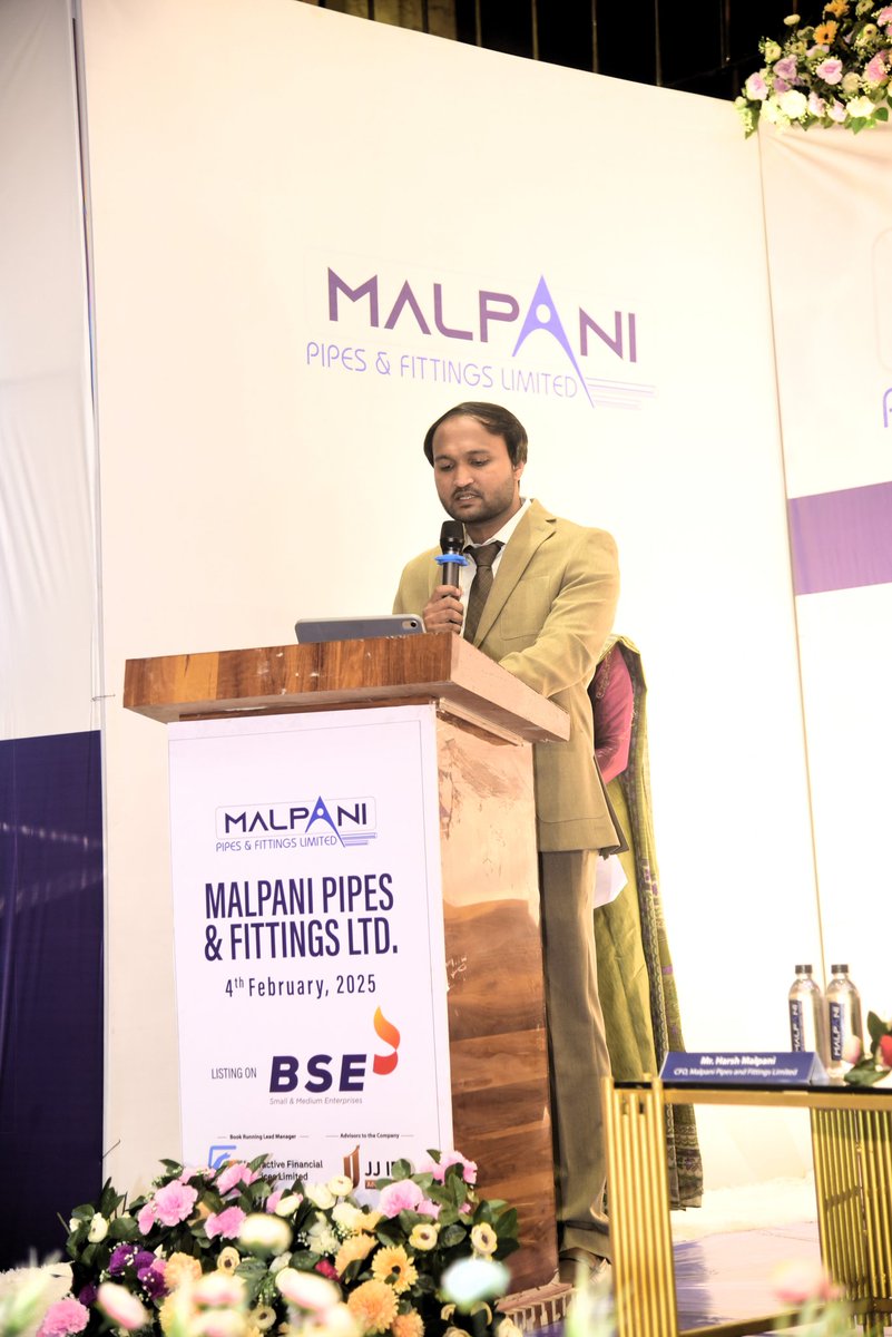 JJIPO_01's tweet photo. We are excited to announce the successful listing of Malpani Pipes and Fittings Limited on BSE SME!🌟 📈Congratulations to Malpani Pipes and Fittings Ltd on this significant milestone. At JJ IPO Advisors, we are proud to have supported them on this journey.🎉🚀 https://t.co/EdwdSMtWiz
