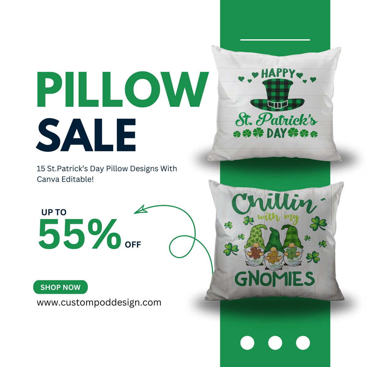 CustomPoddesign's tweet image. 🍀 Celebrate St. Patrick’s Day in style! 🍀
Get 15 St. Patrick’s Day Pillow Designs with Canva Editable options! 🎨✨
🚀 Up to 55% OFF – Limited time only!
Click the link to grab yours now! ⬇️
🌐 custompoddesign.com
#StPatricksDay #PODDesigns