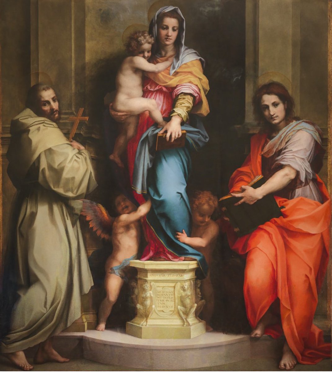 UffiziGalleries's tweet photo. Giorgio Vasari lo chiamava "il pittore senza errori". 

Parliamo di Andrea del Sarto, artista abile nel creare composizioni perfettamente bilanciate. 

È il caso della nostra #operadelgiorno!

Andrea del Sarto, Madonna delle Arpie, 1517, #Uffizi https://t.co/0mPN1iVRQM