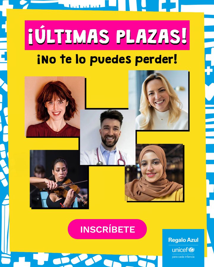 UNICEF ComitéGalicia (@unicefgalicia) on Twitter photo 📢Todavía quedan plazas para el encuentro #LápicesyVacunas.
🗓️20 de febrero, 19h
Con <a href="/irenevalmore/">Irene Vallejo</a> , <a href="/luciapediatra/">Dra. Lucía Galán (Lucía mi pediatra)</a>, <a href="/LeticiaMoreno_v/">Leticia Moreno</a>, <a href="/muzoonrakan1/">Muzoon Al-Mellehan</a> y David Callejo. unicef.es/encuentro-lapi……
¡No te lo puedes perder!
<a href="/unicef_es/">UNICEF España</a> 📢Todavía quedan plazas para el encuentro #LápicesyVacunas.
🗓️20 de febrero, 19h
Con <a href="/irenevalmore/">Irene Vallejo</a> , <a href="/luciapediatra/">Dra. Lucía Galán (Lucía mi pediatra)</a>, <a href="/LeticiaMoreno_v/">Leticia Moreno</a>, <a href="/muzoonrakan1/">Muzoon Al-Mellehan</a> y David Callejo. unicef.es/encuentro-lapi……
¡No te lo puedes perder!
<a href="/unicef_es/">UNICEF España</a>