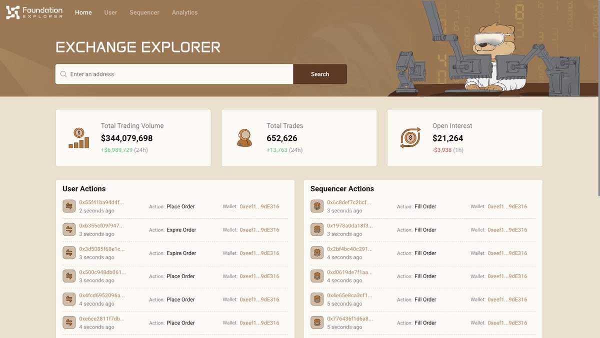 🔍 Foundation Explorer: Full Transparency at Your Fingertips

Every trade, every transaction - fully visible, fully verifiable. Foundation Explorer gives you real-time insights into:

✅ Live trading activity

✅ Order placements &amp; executions

✅ Liquidations, deposits &amp;