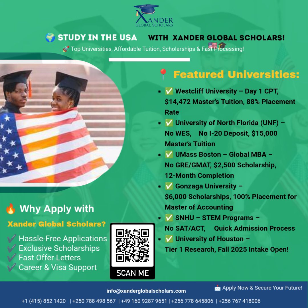 xander_global's tweet photo. 🎯 Your Study Abroad Dream Starts Here!
🌎 Apply for top US universities hassle-free!
💡 Scholarships &amp; fast processing available!
📩 DM us to apply now! https://t.co/rXHJzBBFlF