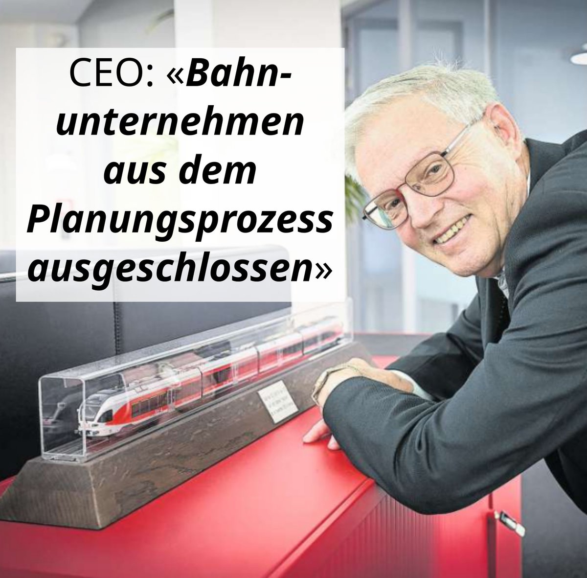 Sw_Railvolution's tweet image. #Südostbahn-CEO Thomas Küchler: &quot;Dass wir es  wagten, uns einzumischen, hat uns harsche Kritik eingebracht. Danach  wurden die Bahnunternehmen teilweise sogar aus dem Planungsprozess  ausgeschlossen, der #Bund sah uns als Störenfried.&quot;

St.Galler Tagblatt
tagblatt.ch/ostschweiz/res…