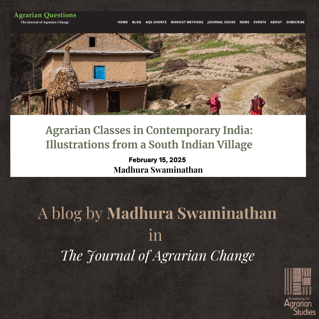Foundation for Agrarian Studies (@fasagristudies) on Twitter photo Madhura Swaminathan ( <a href="/MadhuraFAS/">Madhura Swaminathan</a> ), Trustee at the Foundation for Agrarian Studies; recently published a blog titled "Agrarian Classes in Contemporary India: Illustrations from a South Indian Village" in The Journal of Agrarian Change (<a href="/AgrarianChange/">J of Agrarian Change</a> ).
Read the blog: Madhura Swaminathan ( <a href="/MadhuraFAS/">Madhura Swaminathan</a> ), Trustee at the Foundation for Agrarian Studies; recently published a blog titled "Agrarian Classes in Contemporary India: Illustrations from a South Indian Village" in The Journal of Agrarian Change (<a href="/AgrarianChange/">J of Agrarian Change</a> ).
Read the blog: