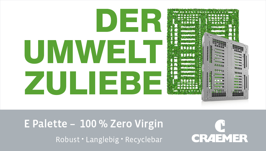 Die neue Alleskönner-Schwerlastpalette E3-5 im Industriemaß aus PE gibt es jetzt als umweltfreundliche Zero Virgin, aus Altkunststoff. Die puritanisch-robuste Serie (1400 kg Traglast im Hochregal) zeigt #Craemer auf der Logimat, Halle 6, Stand 6B31. craemer.com