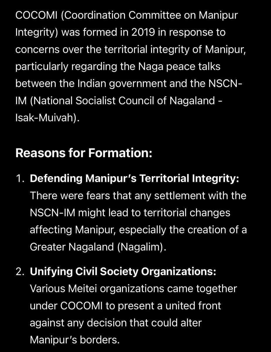 1).  First thing he is a NSCN militant not a political leader he doesn’t represent Nagas 

2). Why don’t you give Naga districts of Manipur to NSCN for fulfillment of their demand of Nagalim . 

3). Or you have done some secret deal with Nagas regarding Naga districts of Manipur