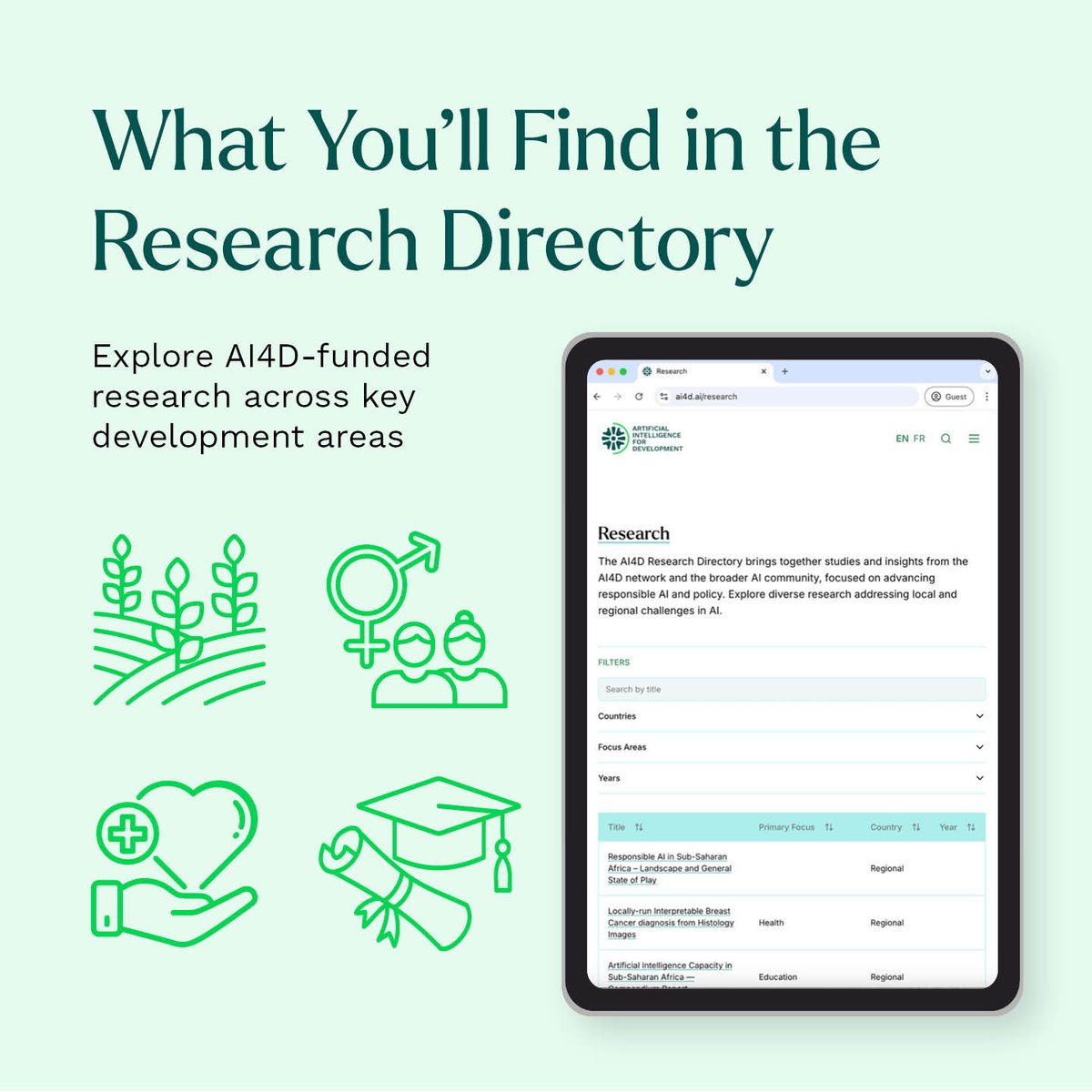 🤔Curious about AI innovations tackling local and regional challenges?

Discover the latest AI4D funded research and insights from the growing AI4D network and the broader AI community 
 
Explore here🔗 ai4d.ai/research
