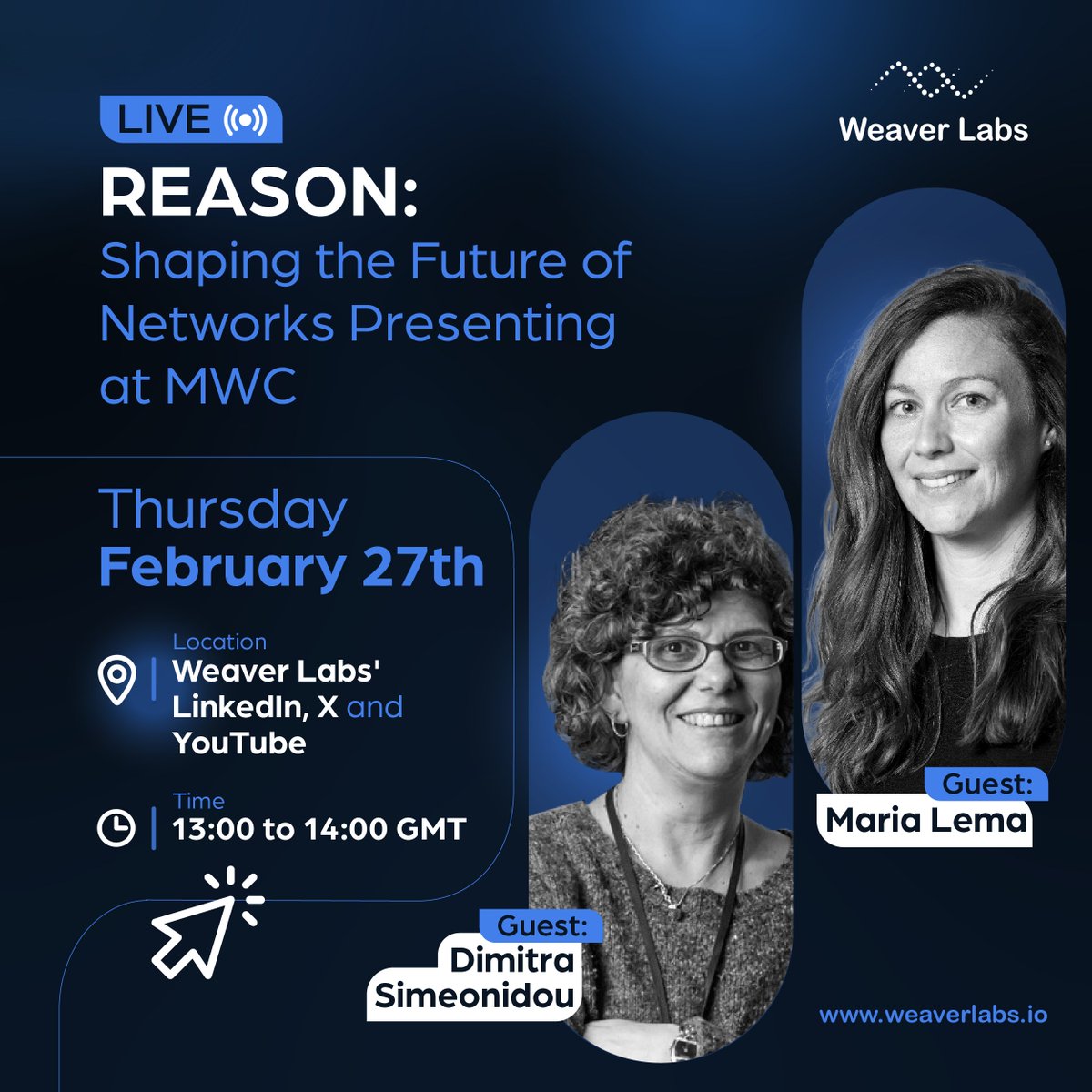 Weaver Labs (@weaver_labs) on Twitter photo 🚀 MWC is around the corner, and we have something big to share!
We’re not just getting ready for the event—we’re also bringing you an exclusive LIVE session to dive deep into <a href="/FONRC_REASON/">REASON Open Networks Project</a>, a game-changing telecom deployment. 📡✨
Join <a href="/MariaMariuru/">Maria Lema</a> <a href="/from/">m</a> Weaver Labs and 🚀 MWC is around the corner, and we have something big to share!
We’re not just getting ready for the event—we’re also bringing you an exclusive LIVE session to dive deep into <a href="/FONRC_REASON/">REASON Open Networks Project</a>, a game-changing telecom deployment. 📡✨
Join <a href="/MariaMariuru/">Maria Lema</a> <a href="/from/">m</a> Weaver Labs and