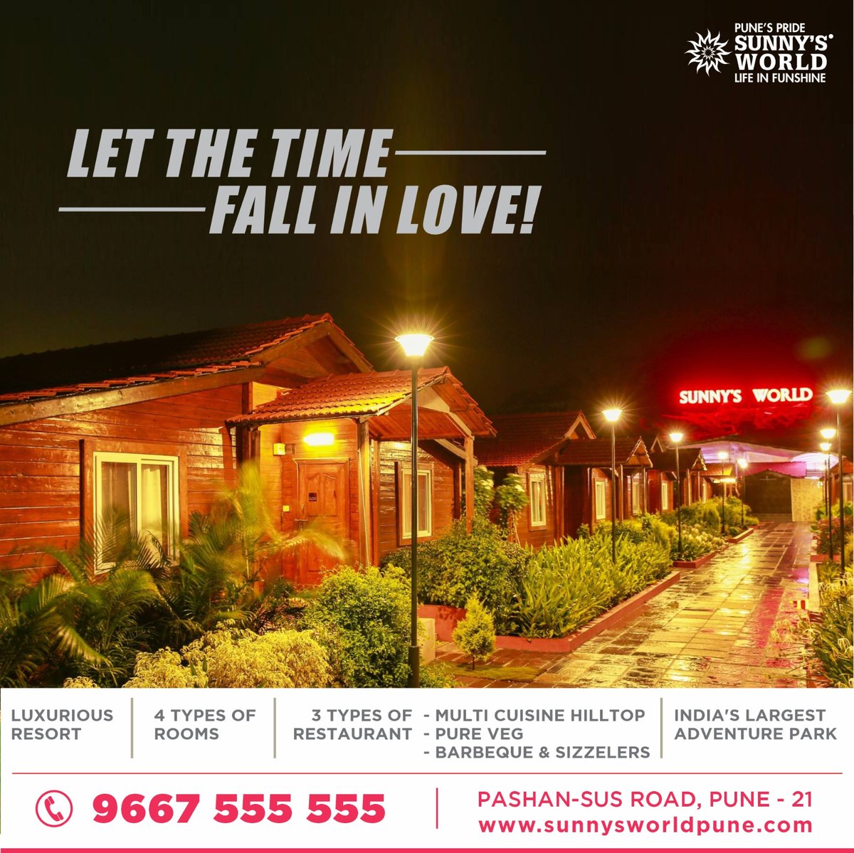 SunnysWorld1's tweet photo. In the Heart of Nature, Find Yourself.
PUNE'S PRIDE SUNNY'S' WORLD LIFE IN FUNSHINE
WAKE UP TO WINTER Wonder!!!
.
.
For Reservation Call: +91-9667555555
Address: Sunny's World, Pashan - Sus Road, Sus Goan, Pune
.
#MonsoonMagic #HillsideHeaven #RainyRetreat #ResortLife #BestEats https://t.co/pvJx73ZciE