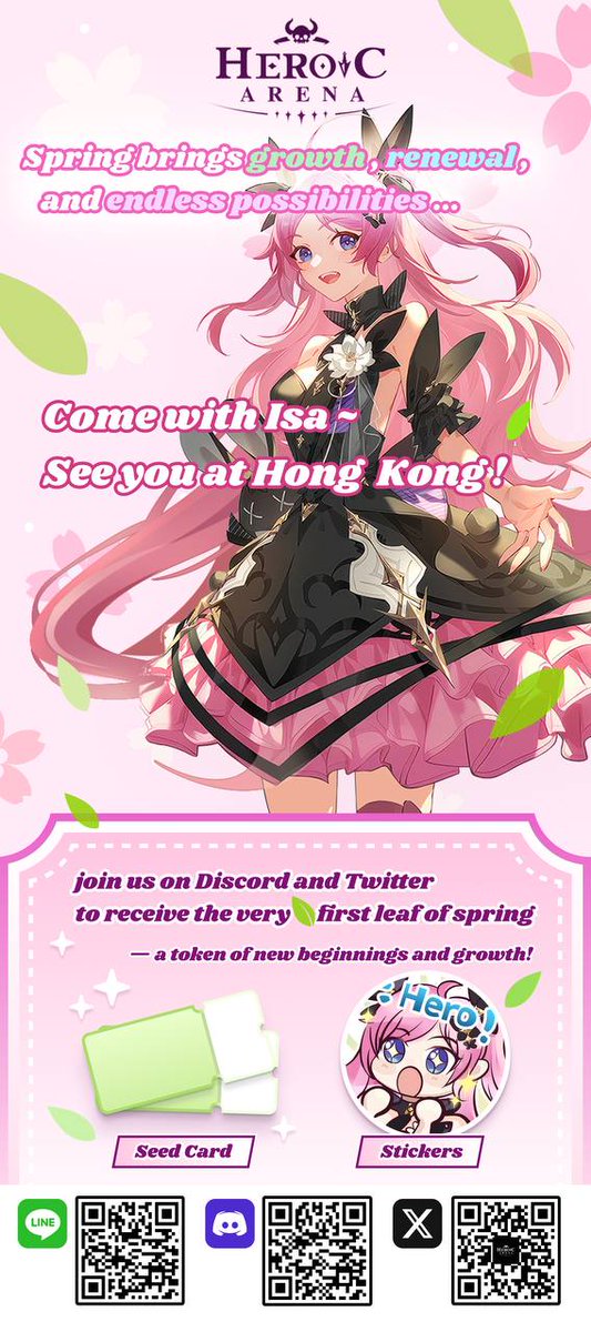 HeroicArena's tweet photo. 🌸 みんな、こんにちは〜！ 🌸

Spring is here~! New things, endless possibilities, and exciting spring events await! 🌿✨

Come meet us tomorrow at the @KaiaChain x @ABGAasia booth! 🎉💖 Let’s explore the future together! 🚀💎

Check out here👉 https://t.co/AfOEr5hFRF 

We will be waiting~! Don’t miss it! (≧◡≦)💫

#Heroicarena #BeYourOwnHero #BuildonKaia #LINE #ConsensusHK2025