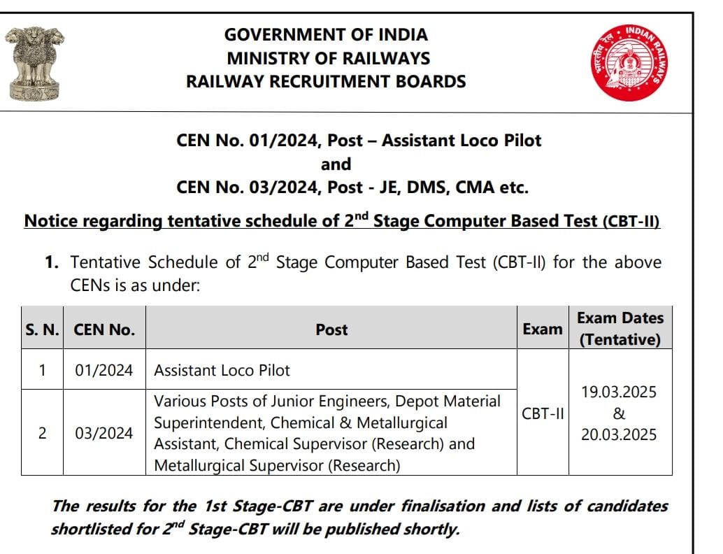 ✅ RRB ALP CBT 02 -19/03/2025
✅ RRB JE CBT 02 - 20/03/2025
जल्द जारी होगा CBT-1 का Result 🔥🔥
#Railway
