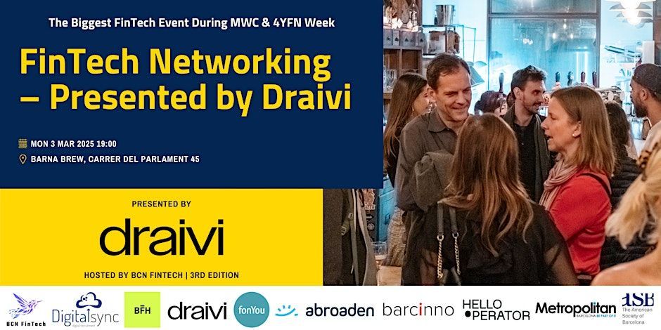 🏦 The biggest fintech #networking event during #MWC25 &amp; #4YFN25 is here, hosted by BCN FinTech! Get details and tickets now – Barcinno 50% discount 🎁 applied: buff.ly/4hH8vvv