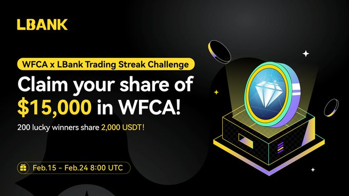 wfca_global's tweet photo. 🎁200 lucky winners will also celebrate with a 2,000 USDT giveaway

📅Period Feb. 18th, 8:00 UTC

✅Follow @LBank_Exchange &amp; @wfca_global
✅Join https://t.co/PhX58qoNDp &amp; https://t.co/JReLEDt8Bj
✅Comment your LBank UID below this tweet
✅RT &amp; Tag 3 friends https://t.co/VC74VdXicZ