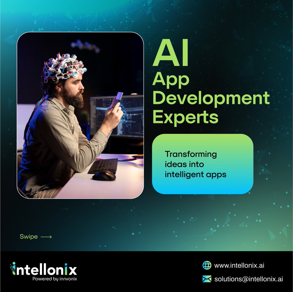 intellonix_ai's tweet image. Transform your ideas into intelligent, AI-powered apps with the expertise of IntelloNix!

- Expertise in AI App Development
- Our mission: Crafting cutting-edge, intelligent applications
- See our notable projects &amp;amp; achievements

#AI #AppDevelopment #IntelligentApps #AIInnovation