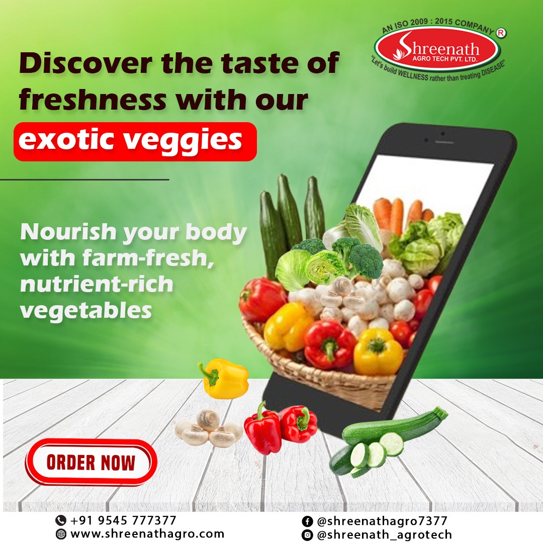 Your Health, Our Priority!
✨ Freshness guaranteed! Get exotic vegetables handpicked straight from our farm at Shreenath Agro Tech Pvt Ltd. 💚

🥑🥦🥕 Order today &amp; experience the goodness of nature! 🌱

📞 Call/DM us to order!

#ExoticVeggies #FarmToTable #OrganicGoodness