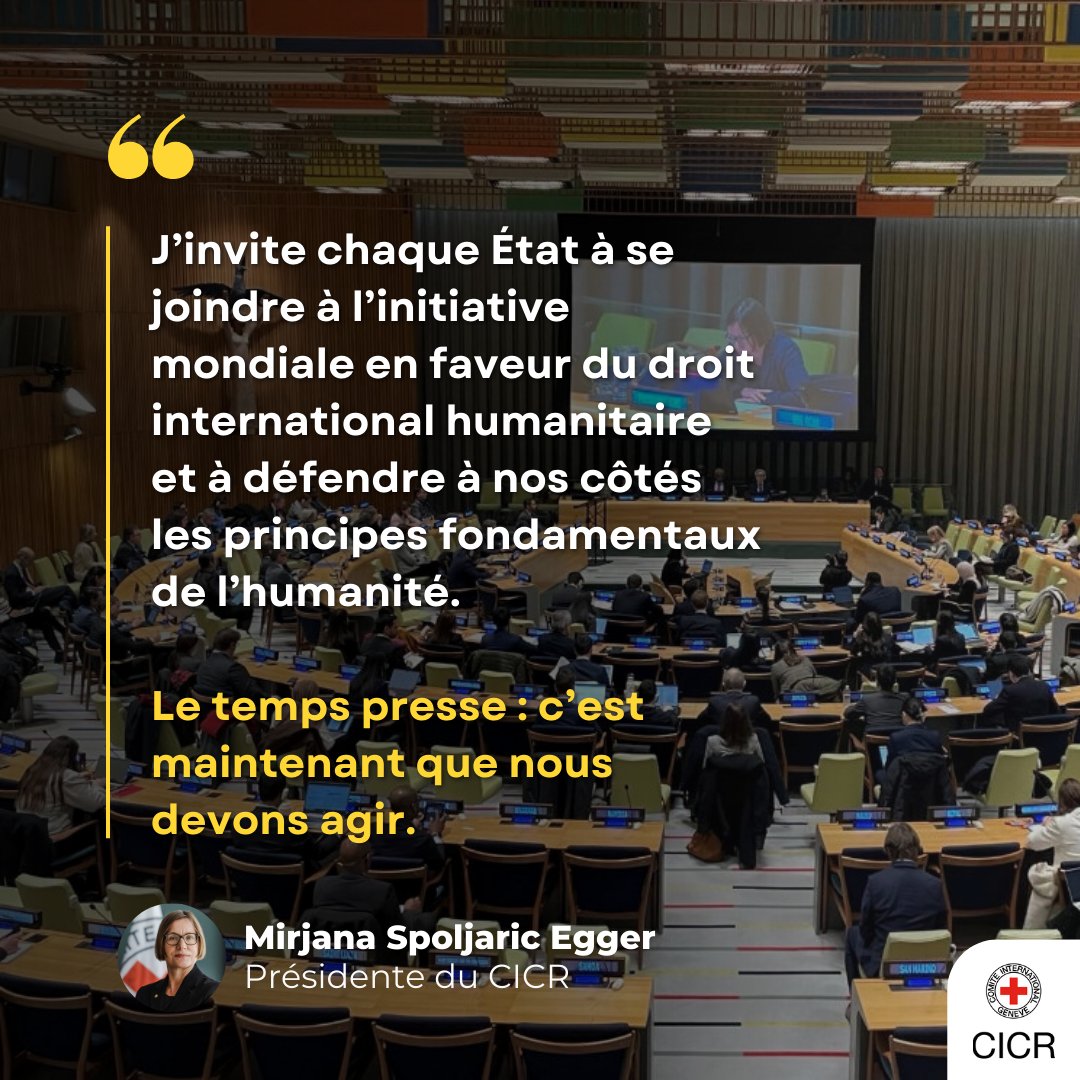 CICR à Paris (@cicr_paris) on Twitter photo Le droit international humanitaire est notre dernier rempart face à la barbarie des conflits. Pourtant, il est trop souvent bafoué.
Mirjana Spoljaric, présidente du <a href="/CICR_fr/">CICR</a>, appelle les États à faire du #DIH une priorité politique. À lire ici 👉🏼 blogs.icrc.org/law-and-policy… Le droit international humanitaire est notre dernier rempart face à la barbarie des conflits. Pourtant, il est trop souvent bafoué.
Mirjana Spoljaric, présidente du <a href="/CICR_fr/">CICR</a>, appelle les États à faire du #DIH une priorité politique. À lire ici 👉🏼 blogs.icrc.org/law-and-policy…