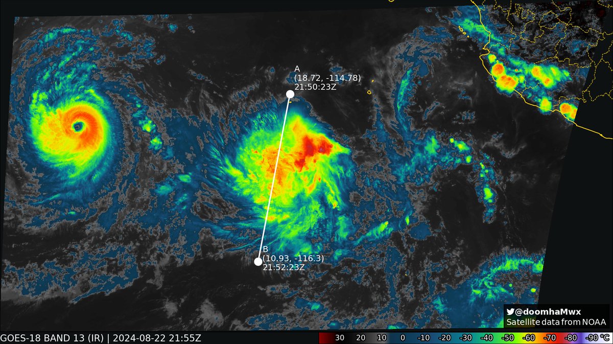 doomhaMwx's tweet photo. Exploring more @esa_earthcare data... EarthCARE CPR scan of a disturbance east of Hurricane #Gilma in the NE Pacific on August 22, 2024. https://t.co/stNXmeFB7r