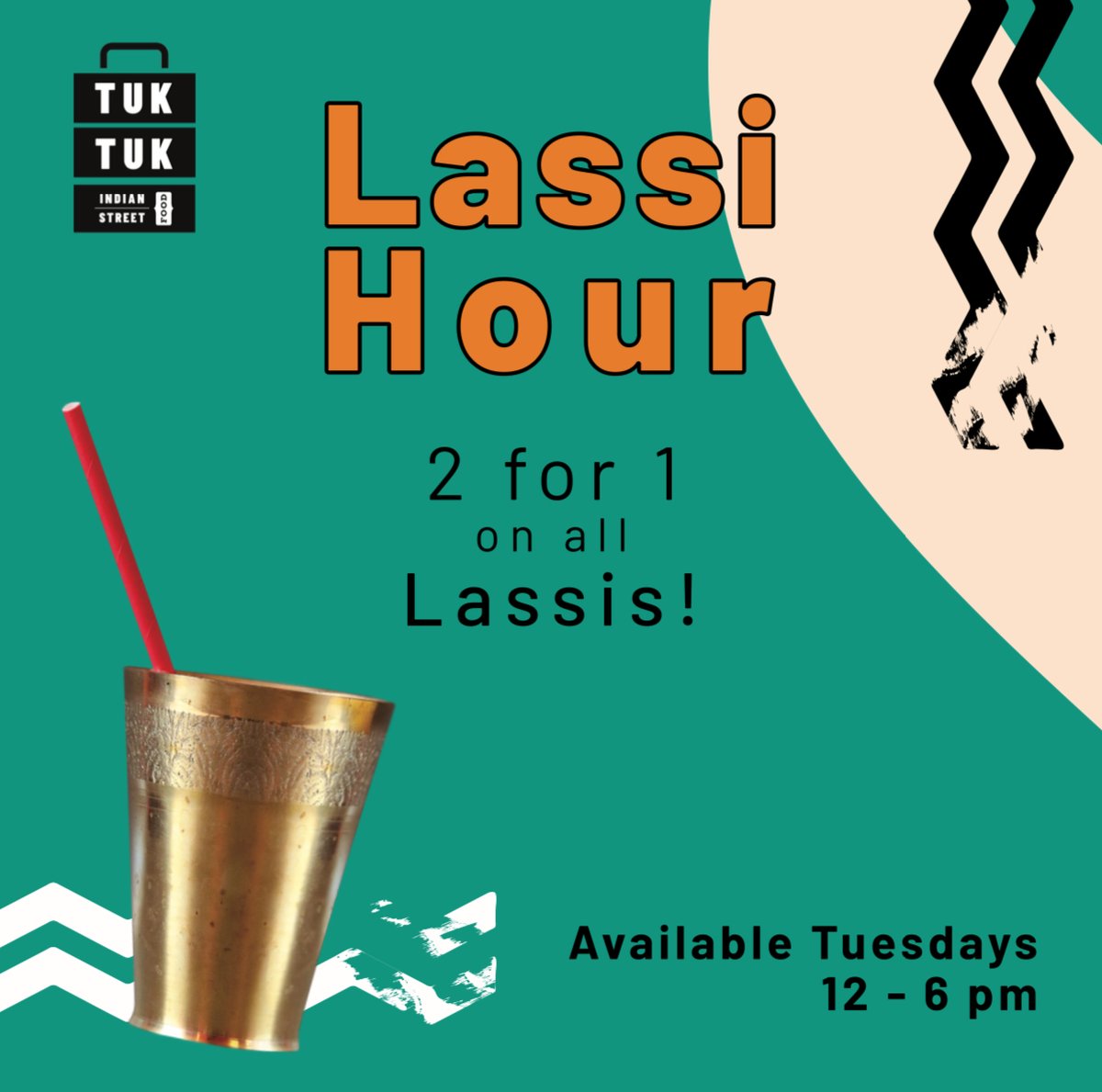 Lassi Hour! 🍹

2 for 1 on all Lassis.

You can choose from:

🌹Rose
🥭 Mango
🧂 Salted
🍬 Sweet