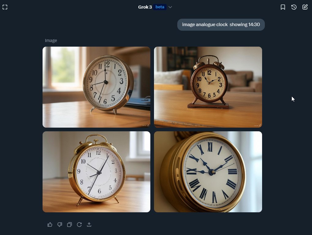 NimEshed's tweet image. Asked @Grok for an analogue clock showing 14:30… it gave me the wrong time. Guess it runs on AI Standard Time ⏰💀 #GrokFail