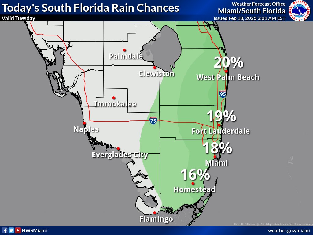 With a front lingering just south of the area,  scattered showers are possible over the eastern half of the area today. #flwx