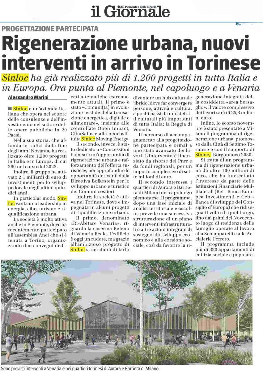 🏢Da #Venaria a #SettimoTorinese passando per la periferia di Torino, i nostri principali progetti #rigenerazioneurbana nell'area piemontese raccontati su Il Giornale del Piemonte e della Liguria: un sostegno allo sviluppo economico e alla #coesionesociale

#motoredisviluppo